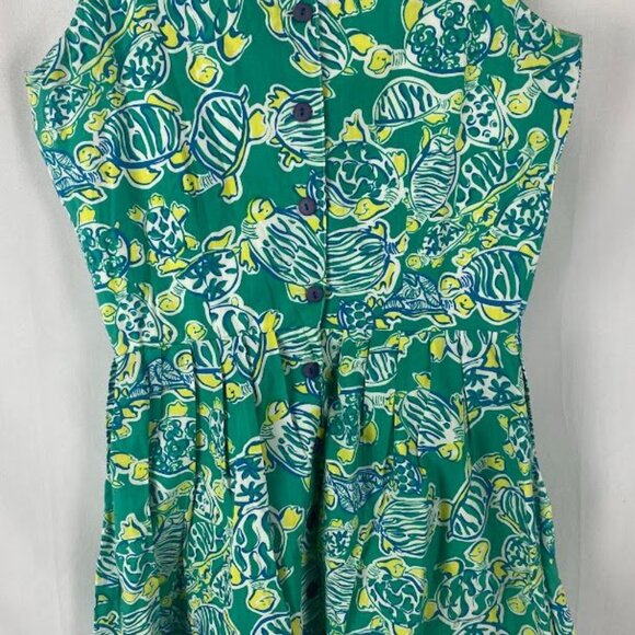 Lilly Pulitzer Vintage Green Turtle Print Dress Women's Size 8 - Picture 11 of 16